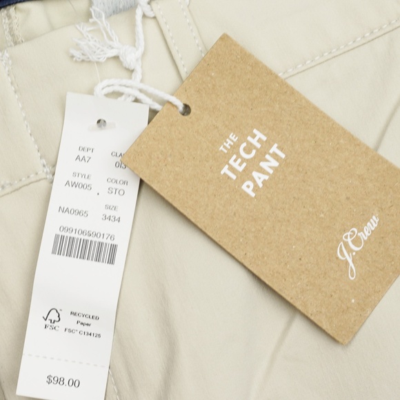 New JCREW Size 34 / 42 484 Slim-Fit Tech Pant $98 - Stone AW005 - Picture 5 of 6